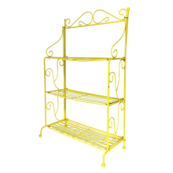 VTG 30s 40s Scroll Wrought Iron Three Shelf Patio Folding Bookcase Plant Stand - Picture 11 of 13